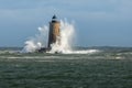 Huge Waves Surround New England Lighthouse Royalty Free Stock Photo