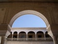 A huge, white arch, Seville. Spain Royalty Free Stock Photo