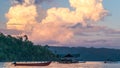 Huge White Clouds above Diving Station on Sunset, Homestay Gam Island, West Papuan, Raja Ampat, Indonesia