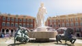 Huge white marble Apollo statue in center of Sun Fountain, Nice landmark, France Royalty Free Stock Photo