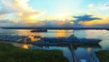 Huge white ship in a port during sunset in Charleston, South Carolina Royalty Free Stock Photo