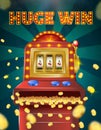 Huge Win Banner, Slot Machine with Three Cherries