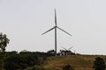 Huge windmill turbines in the Algarve region generate electricity