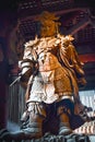 Huge wooden guardian statue in the Todaiji Temple in Nara Japan Royalty Free Stock Photo