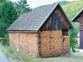 Huge woodshed in the mountains