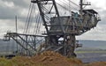 Huge working dredger digs coal in the opencut mine of Yallourn