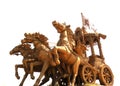 Bhilai, Chhattisgarh, India - October 26, 2009 Huge golden statue of Lord Krishna driving Arjuna`s chariot