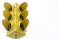 A huge yellow traffic light isolated against a light background Royalty Free Stock Photo