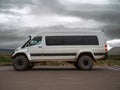 Hugely modified allroad passenger van with inflatable tires in Iceland Royalty Free Stock Photo