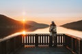 Hugging couple in love enjoying sunset view together Valentines day holiday family relationship man and woman Royalty Free Stock Photo