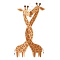 Hugging Giraffe Postcard Vector illustration