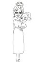 Hugging grandma, doodle illustration