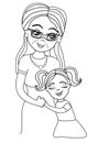 Hugging grandma, doodle illustration