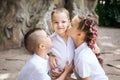 Hugging and kissing children Royalty Free Stock Photo