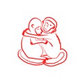 Hugging monkeys red