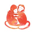 hugging monkeys red Royalty Free Stock Photo