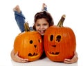 Hugging Pumpkins Royalty Free Stock Photo
