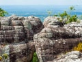 Hugging rocks on the mountains