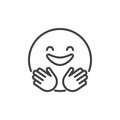 Hugging smiling face emoji outline icon