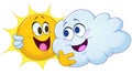 Hugging sun and cloud Royalty Free Stock Photo