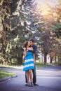 Hugging young couple portrait