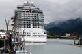 A hugh cruise ship at the harbour of Juneau