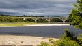 Hugh John Flemming Bridge spanning Saint John river in New Brunswick, Canada Royalty Free Stock Photo