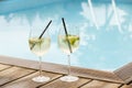 Hugo prosecco elderflower soda ice summer drink Royalty Free Stock Photo