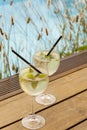 Hugo prosecco elderflower soda ice summer drink Royalty Free Stock Photo