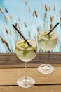 Hugo prosecco elderflower soda ice summer drink Royalty Free Stock Photo