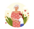 Hugs with grandma vector concept