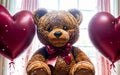 Hugs and Heartbeats A Valentine\'s Day Soiree with Your Loveable Teddy Bear Royalty Free Stock Photo