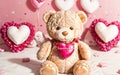 Hugs and Heartbeats A Valentine\'s Day Soiree with Your Loveable Teddy Bear Royalty Free Stock Photo