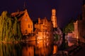 Huidenvetters plein with Dijver canal, Bruges, Belgium. Royalty Free Stock Photo