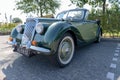 HUIZEN/NETHERLANDS-SEPTEMBER 1, 2018: a spectacular view of a rare classic Riley RDM Cabrio from 1949 at a classic car meetin