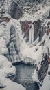 Huk waterfall, frozen waterfall at winter, Carpathian National Park. Ukraine. Royalty Free Stock Photo