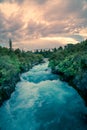 Huka Falls, Taupo, New Zealand - beautiful Landscape, sunset