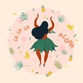 Hula dancer hawaiian girl illustration. Luau fest Royalty Free Stock Photo