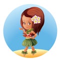 Hula dancer Hawaiian cartoon character