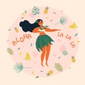 Hula dancer hawaiian girl illustration. Luau fest Royalty Free Stock Photo