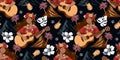 Hula Girls cartoon playing the guitar Hawaiian shirt Artwork for prints 42 Royalty Free Stock Photo