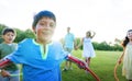 Hula Hoop Enjoying Cheerful Outdoors Leisure Concept Royalty Free Stock Photo