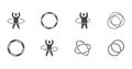 Hula hoop glyph icons. Vector illustration included icon as happy child with hulahoop, fat man exercise outline