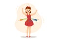 Hula Hoop Illustration with Kids Exercising Playing Hula Hoops and Fitness Training in Sports Activity Flat Cartoon Hand Drawn Royalty Free Stock Photo