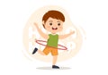 Hula Hoop Illustration with Kids Exercising Playing Hula Hoops and Fitness Training in Sports Activity Flat Cartoon Hand Drawn Royalty Free Stock Photo