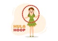 Hula Hoop Illustration with Kids Exercising Playing Hula Hoops and Fitness Training in Sports Activity Flat Cartoon Hand Drawn Royalty Free Stock Photo