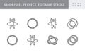 Hula hoop line icons. Vector illustration included icon as happy child with hulahoop, fat man exercise outline pictogram