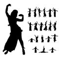 Hula woman dancers silhouette on white