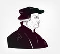 Huldrych Zwingli vector sketch portrait face famous Royalty Free Stock Photo