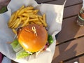 Huli Huli Chicken Sandwich and French Fries! Royalty Free Stock Photo